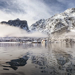 St. Bartholomä im Winter am Königssee